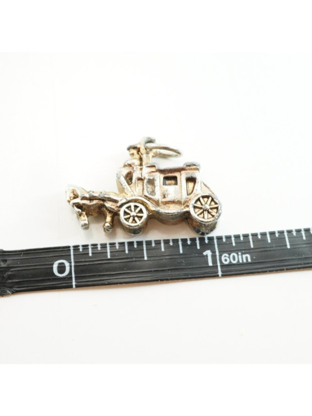 Vintage Silver Tone Stagecoach & Covered Wagon Charms Western-Themed Pendants - Picture 5 of 5